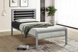 Bemia gray metal platform twin bed frame angled side view
