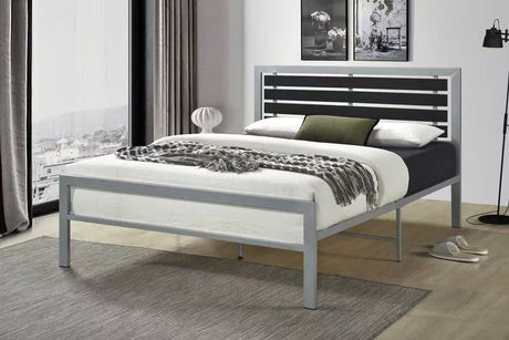 Bemia gray metal full platform bed front view