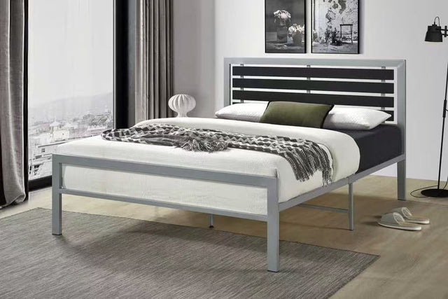 Bemia gray metal full platform bed front view