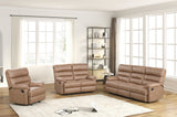 Albert reclining sofa close-up in light brown upholstery