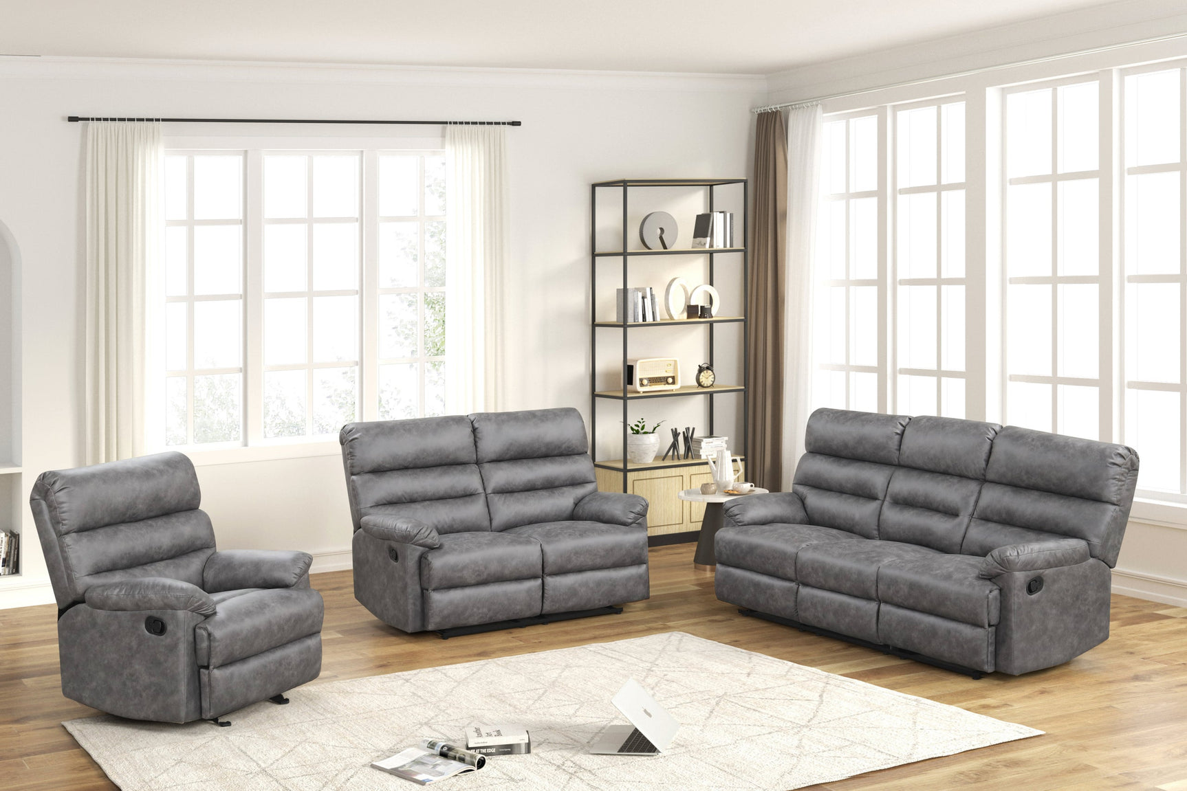 Rear view of Albert Gray reclining sofa