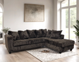 FiveTen Chocolate Velvet Sectional sofa angled view