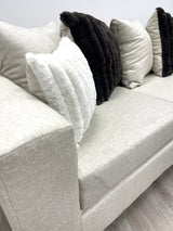 Side view of Monroe Beige Heavy Linen Sectional sofa showcasing LAF sofa and RAF chaise