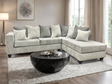 Monroe Gray Silver Fabric Sectional Sofa main view