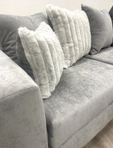 Monroe Gray Silver Fabric Sectional Sofa side view