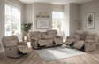 Bravo chocolate brown fabric reclining loveseat, side view