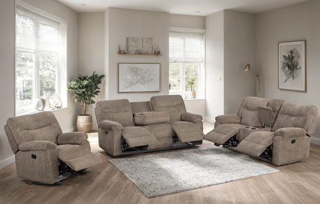 Bravo chocolate brown fabric reclining loveseat, side view
