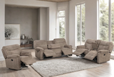 Mocha teddy bear fabric recliner chair with footrest extended