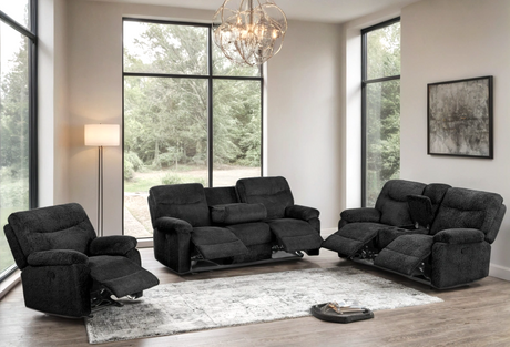 Bravo loveseat reclining in black Teddy Bear fabric