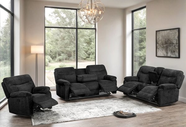 Bravo loveseat reclining in black Teddy Bear fabric