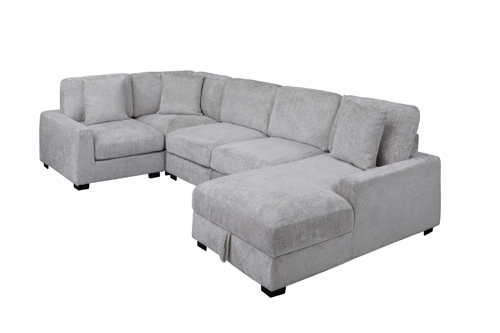 Close detail of the Serena Gray Modular Sectional sofa fabric and cushions