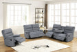 Albert gray fabric reclining loveseat, side view