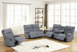 Albert gray fabric reclining loveseat, side view