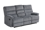 Gray reclining sofa armrest detail