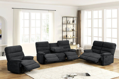 Albert black reclining loveseat side view