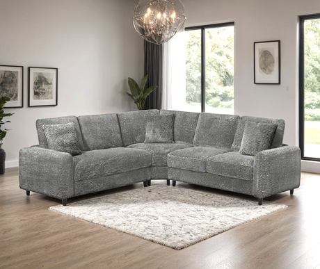 Front view of Stella Gray Teddy Bear Fabric Sectional sofa