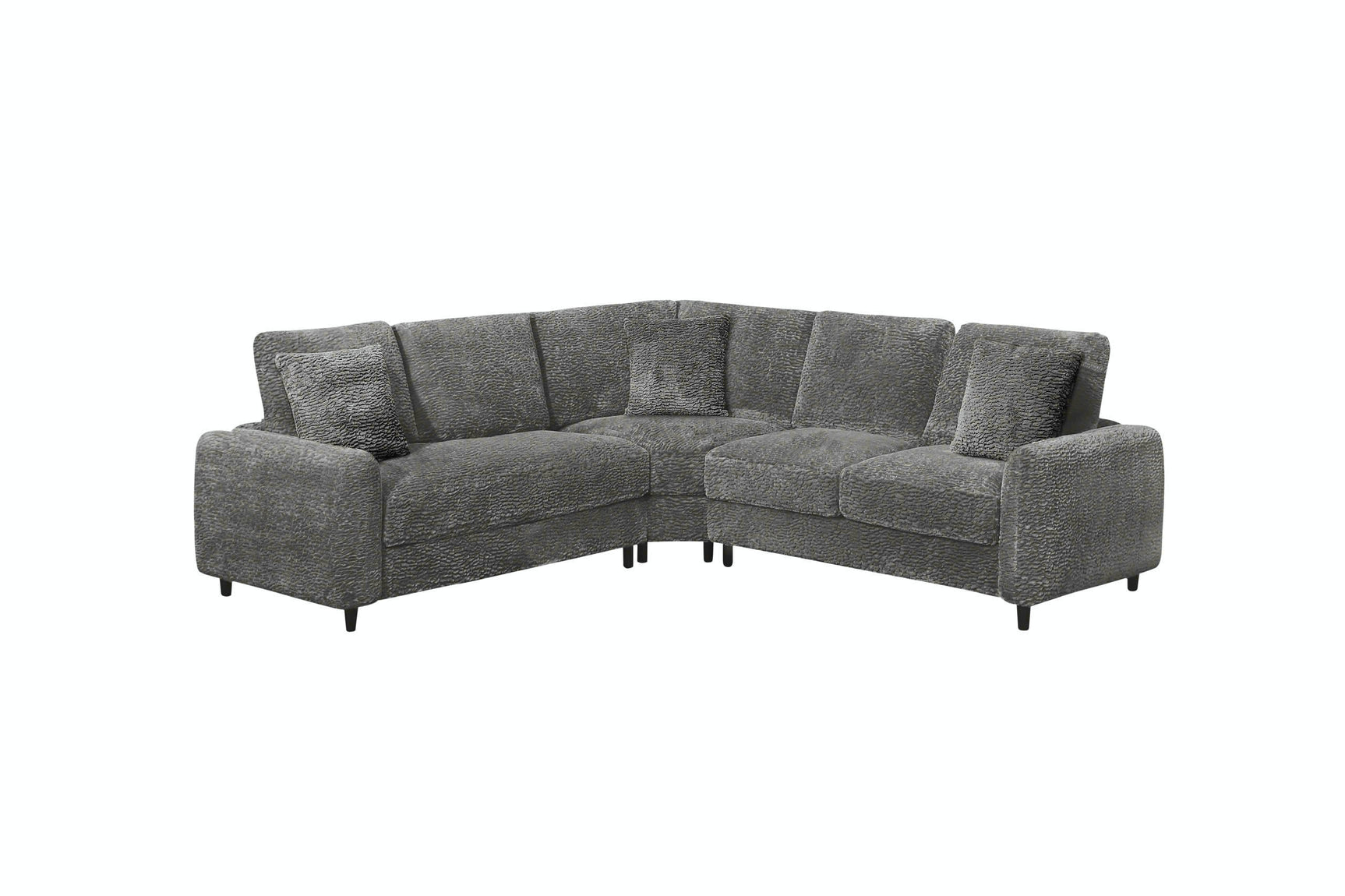 Side view of Stella Gray Teddy Bear Fabric Sectional sofa