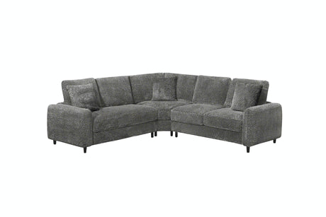 Side view of Stella Gray Teddy Bear Fabric Sectional sofa