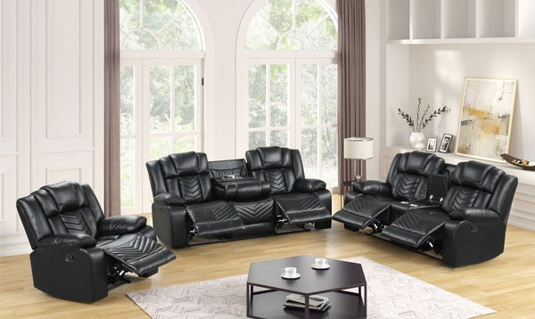 Ace Black reclining sofa front angle