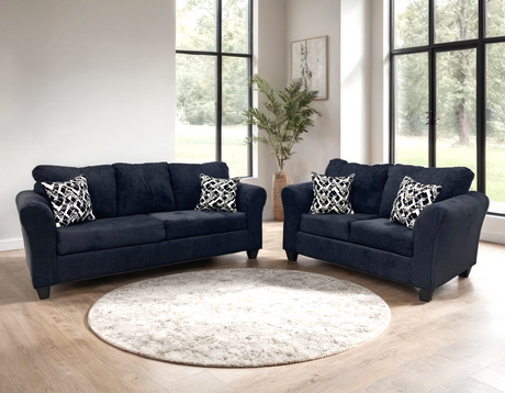 Tuten Black 2-Piece Living Room Set front view showing sofa and loveseat