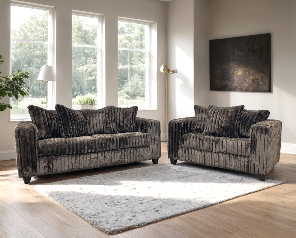 main view of FiveTen Chocolate Velvet 2-Piece Living Room Set furniture