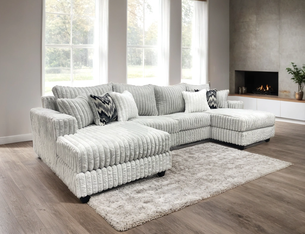 Fil Gray Sectional Sofa side view chaise charcoal gray
