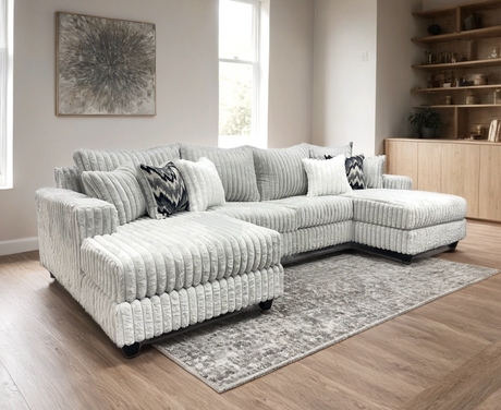 Fil Gray Sectional Sofa front view charcoal gray fabric