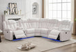 Ace white gel leather reclining sectional sofa front angle