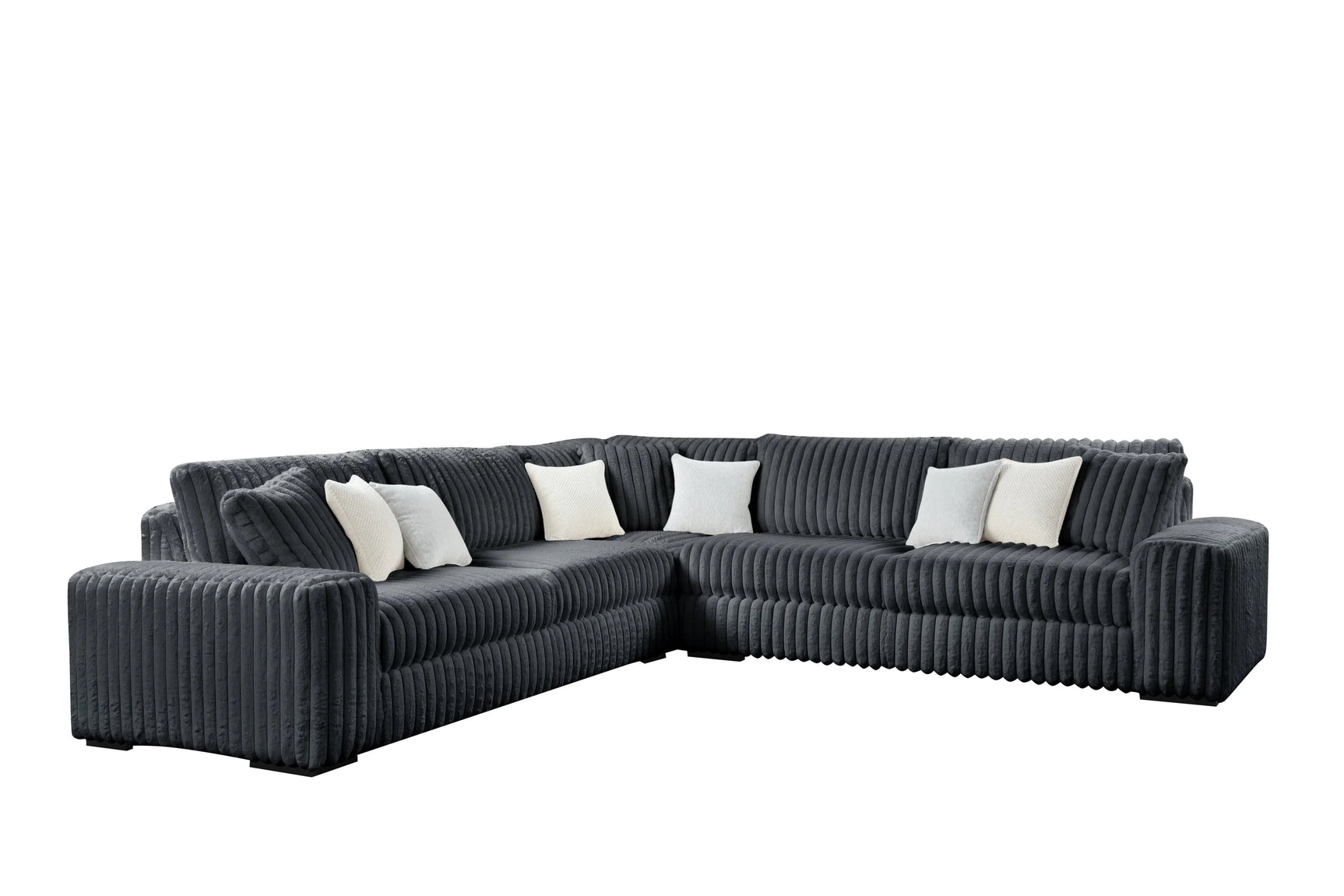 Side view of Marshmallow Charcoal Corduroy Oversized Sectional Sofa