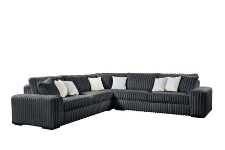 Side view of Marshmallow Charcoal Corduroy Oversized Sectional Sofa