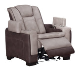 Sofa drop-down table with dual cup holders and LED reading lights