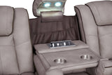 Armrest with flip-top storage and cup holder detail