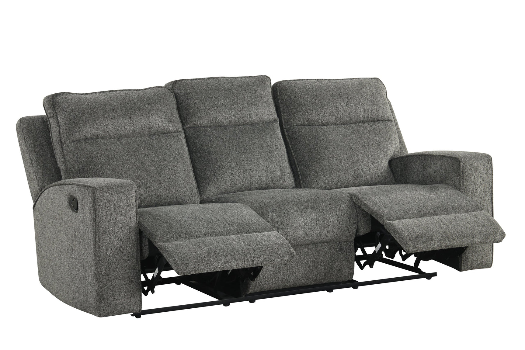 Hudson reclining chair in dark gray chenille fabric side angle