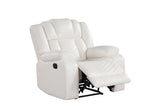 Ace White reclining loveseat showing cup holders and power outlets