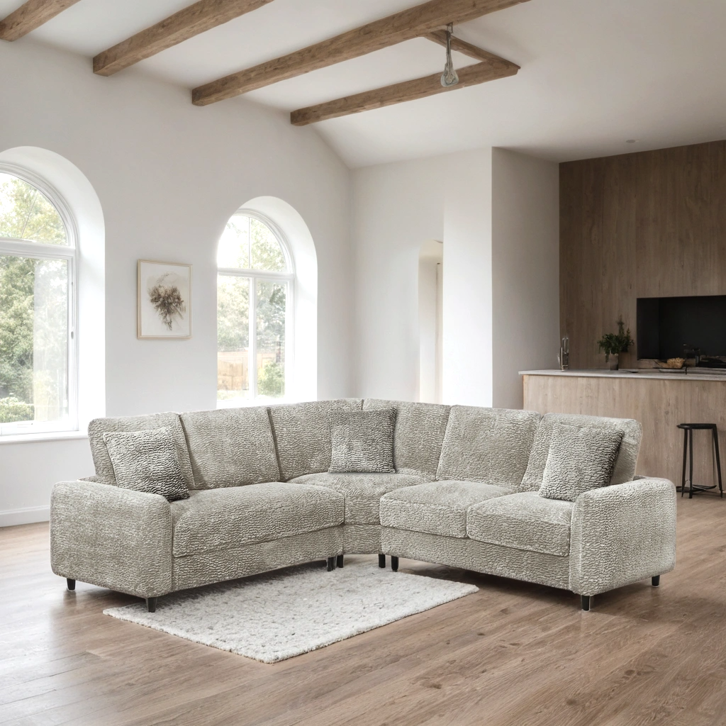 Stella Beige Sectional sofa side angle view