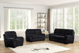 Tiffany black fabric 3-piece living room set side view