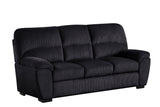 Tiffany black fabric 3-piece living room set upholstery detail