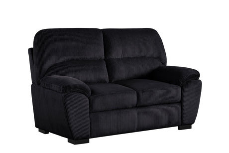 Tiffany black fabric 3-piece living room set alternate front view
