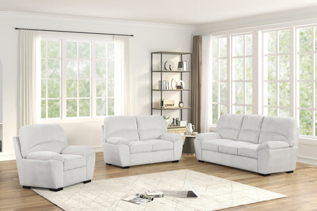 Side view of Tiffany Silver 3-Piece Living Room Set sofa