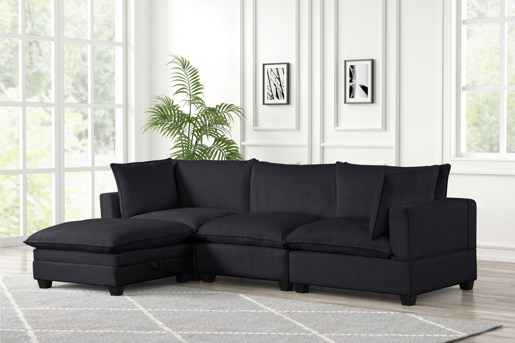 Cloud Black 4-Piece Modular Sectional