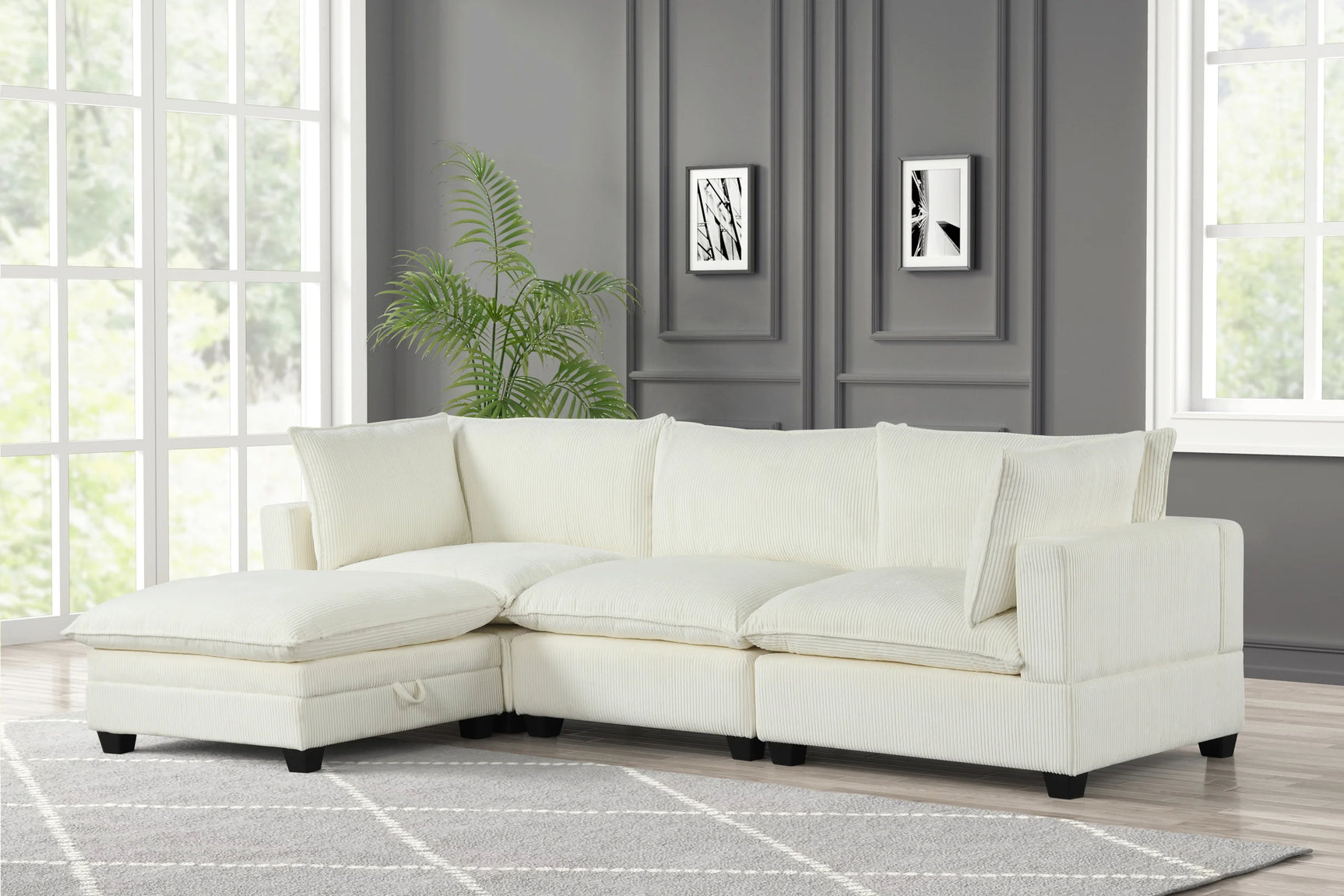 Cloud White 4-Piece Modular Sectional