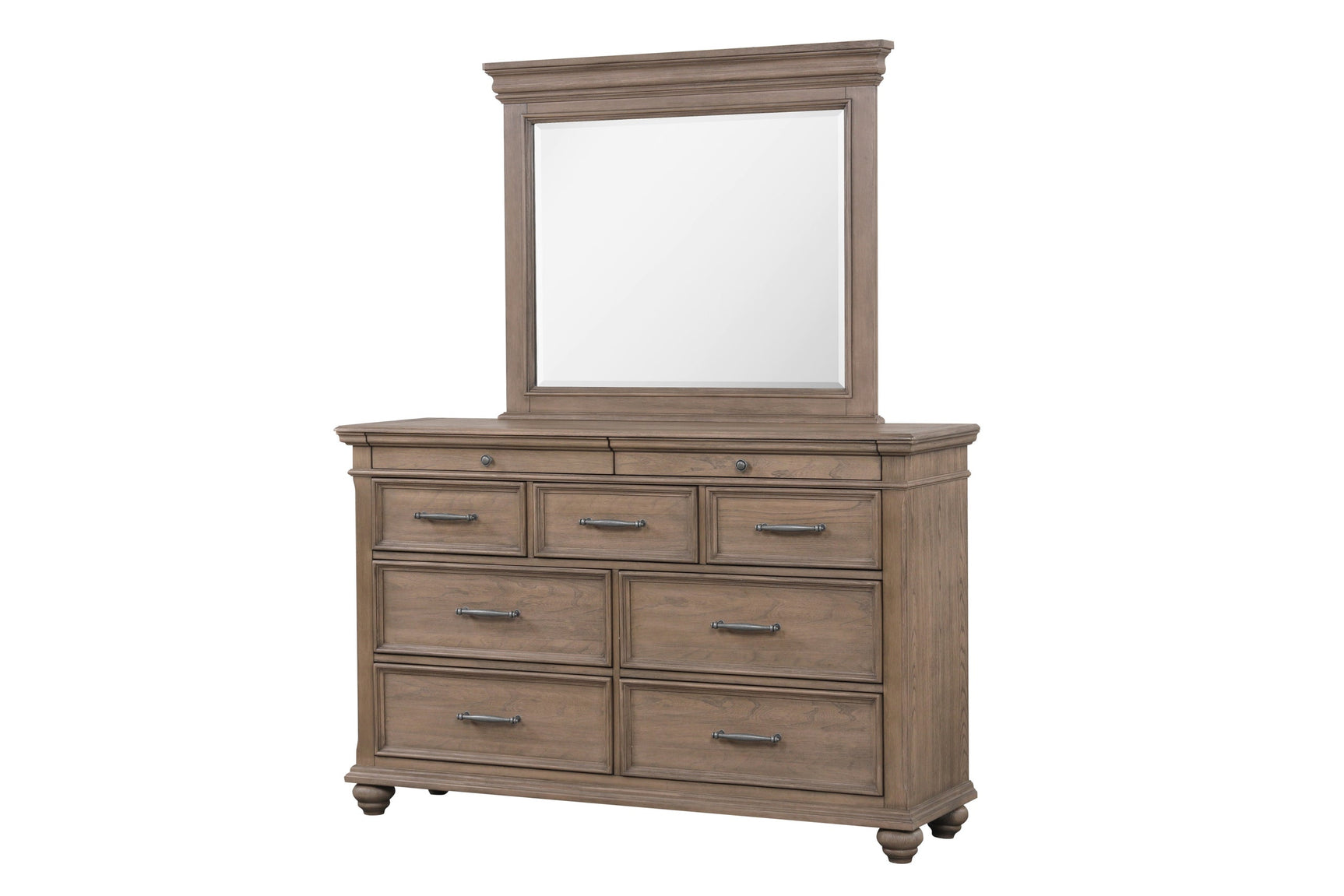 Bedroom setting with Nashville Light Brown Upholstered Tufted Panel Bed