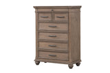 Close-up main view of Nashville Light Brown Upholstered Tufted Panel Bed