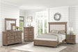 Bedroom view featuring Nashville Light Brown Upholstered Tufted Panel Bed
