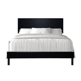 Helen Black PU platform twin bed angle close-up