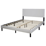 Helen White PU Upholstered Queen Platform Bed side angle