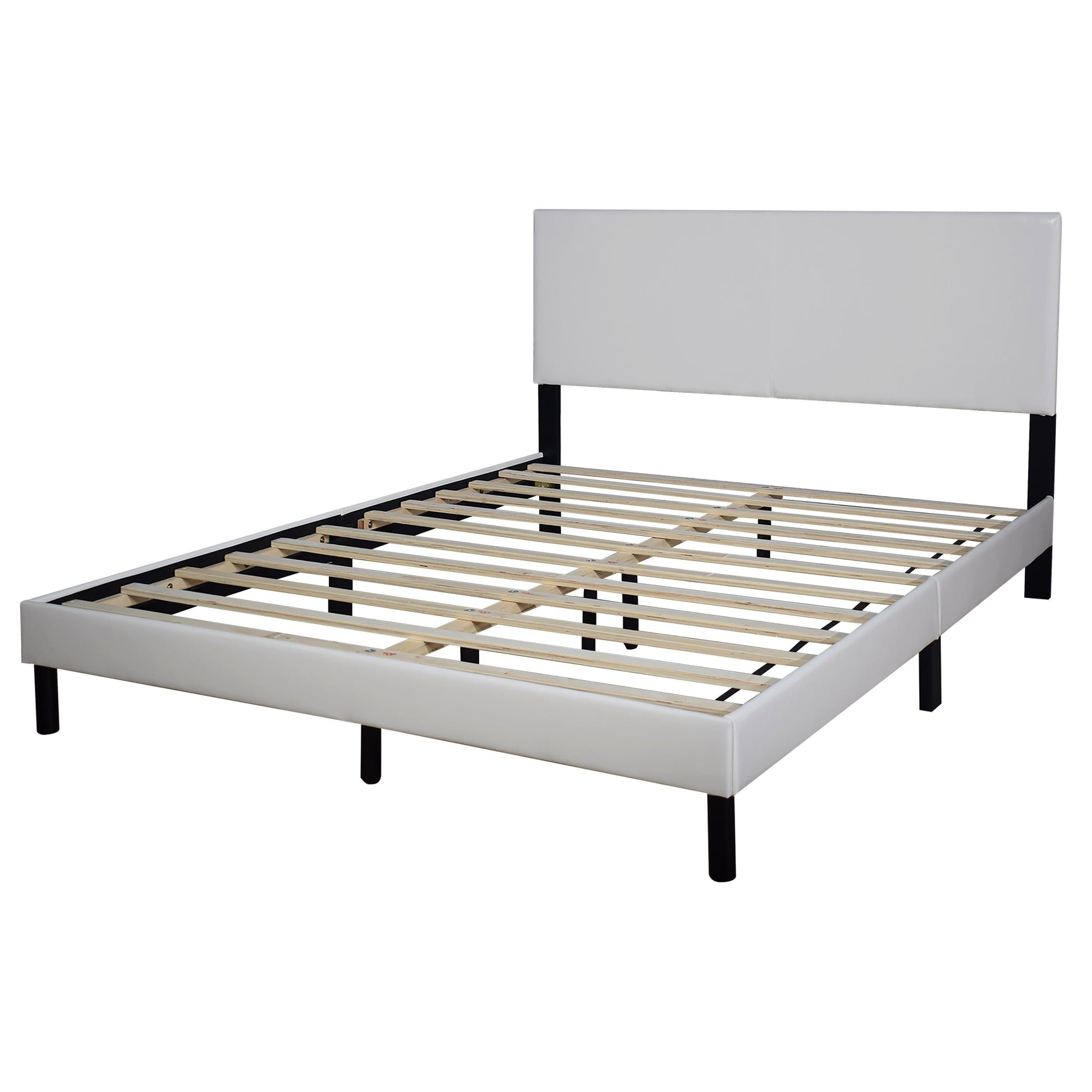 Helen White PU Upholstered Platform Full Bed side detail