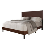 Helen Brown brown PU platform queen bed side view