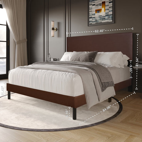 Helen Brown Full PU Platform Bed close-up detail