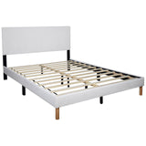 Heiden White Upholstered Platform Full Bed side view